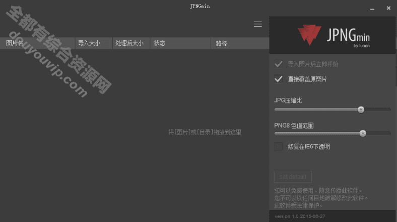 JPNGmin批量快速紧缩图片神器857 作者:逐日更新 帖子ID:3049 图片,批量紧缩神器,图片批量紧缩,JPNGmin,图片紧缩